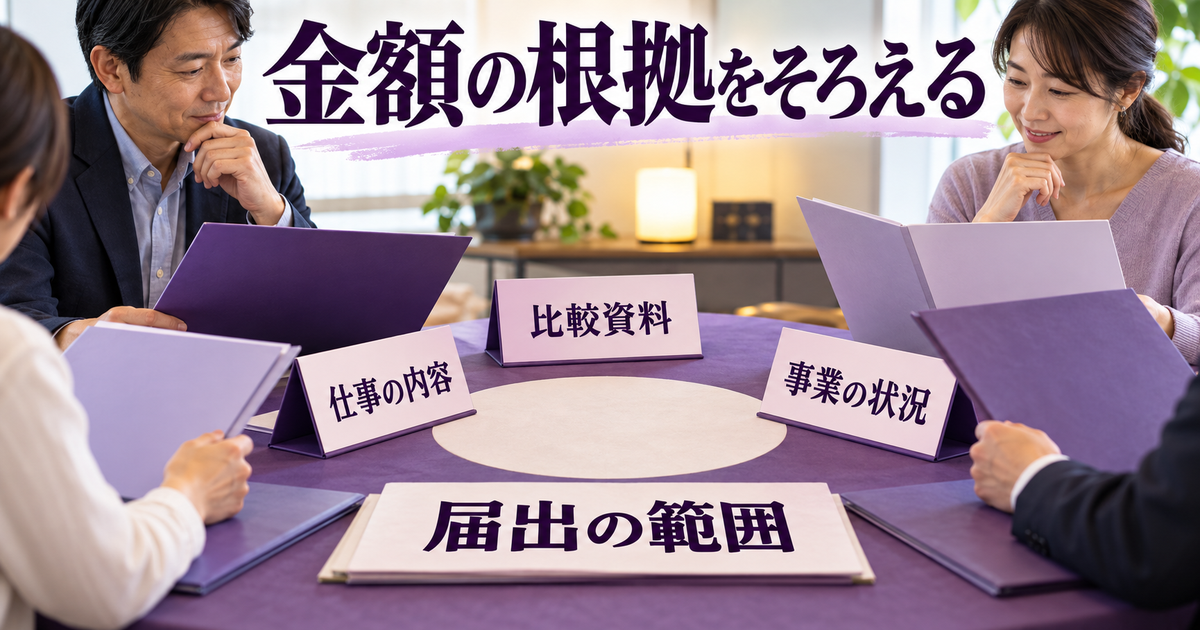 仕事の内容・比較資料・事業状況と、届出の範囲を確かめて給与額を検討する