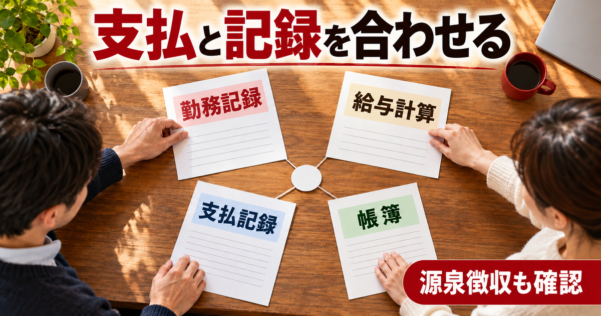 実際の勤務と給与支払いの記録をそろえる