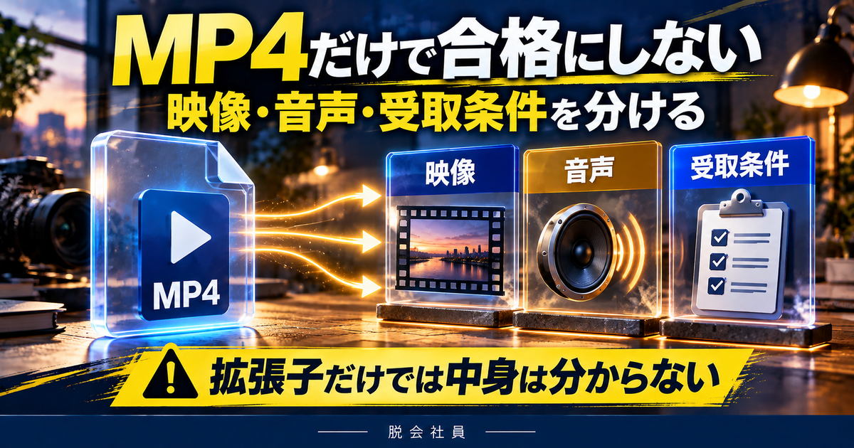 拡張子MP4だけでなく映像音声と受取条件を固定する図解