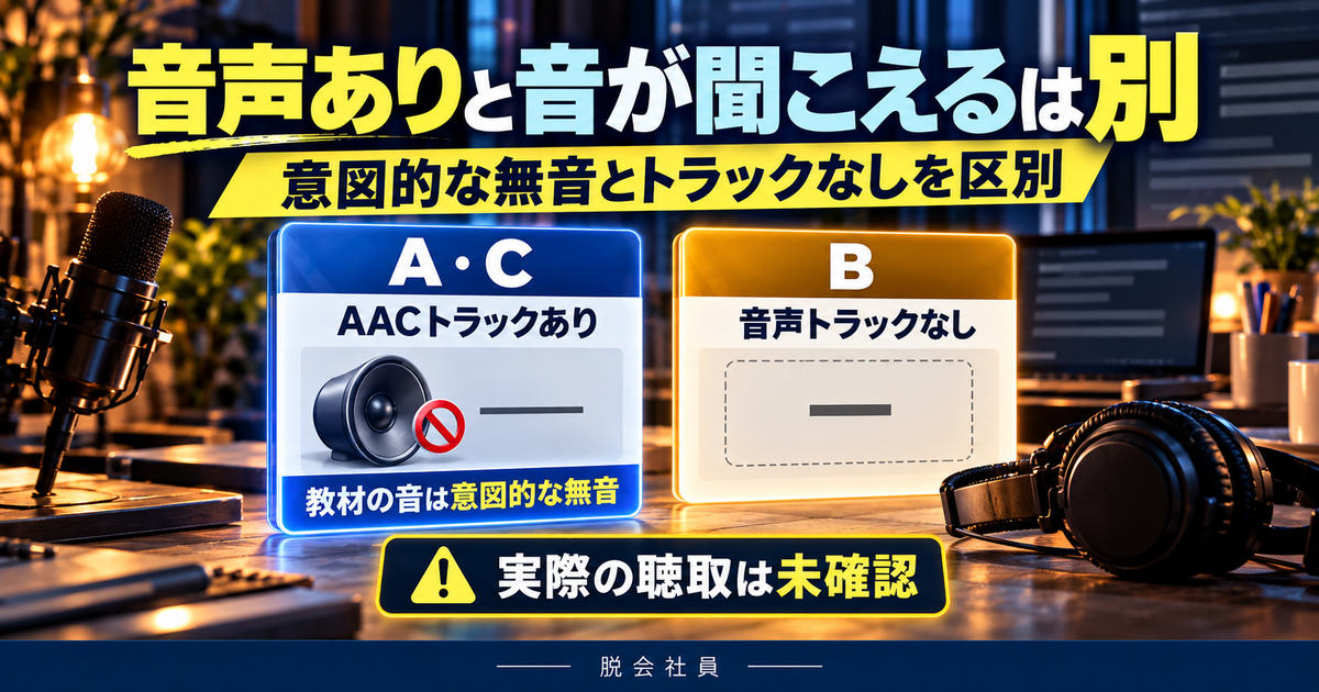 AACトラックがある意図的無音と音声トラックなしを区別する図解
