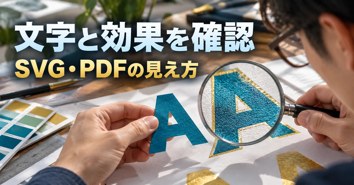 文字と効果を確認(SVG・PDFの見え方)の説明用生成画像