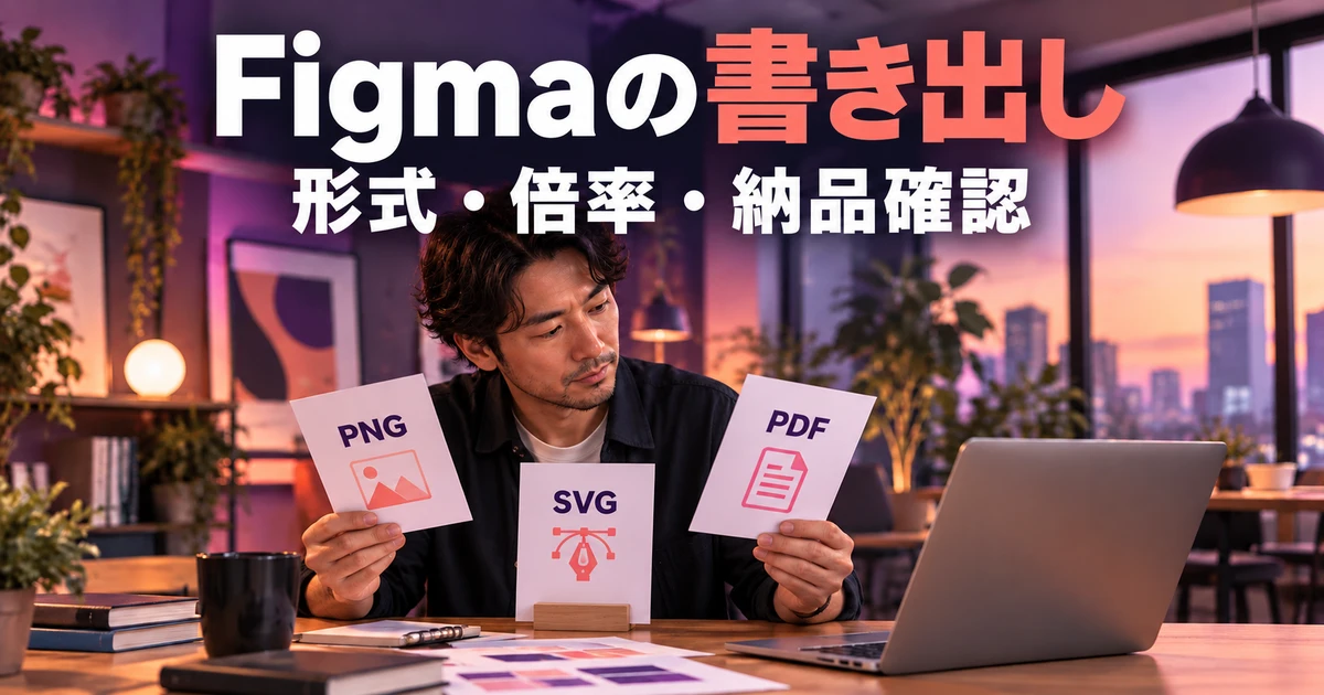 Figmaの書き出し（形式・倍率・納品確認）の説明用生成画像
