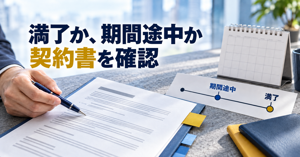契約の満了と期間途中の終了を分けて確認するイメージ
