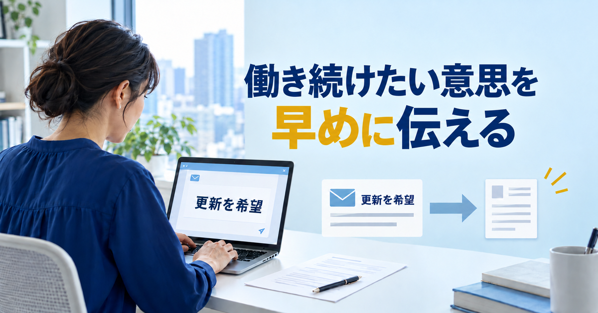 契約更新の希望を伝えた日時と方法を記録するイメージ