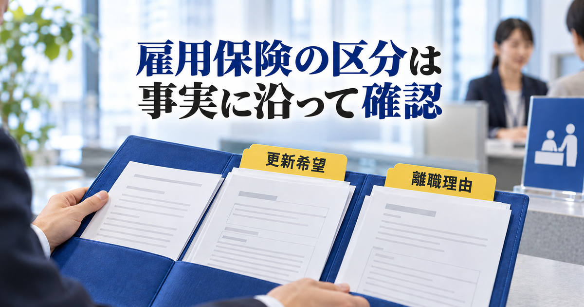 更新希望の記録と離職票をそろえて雇用保険の窓口へ相談するイメージ