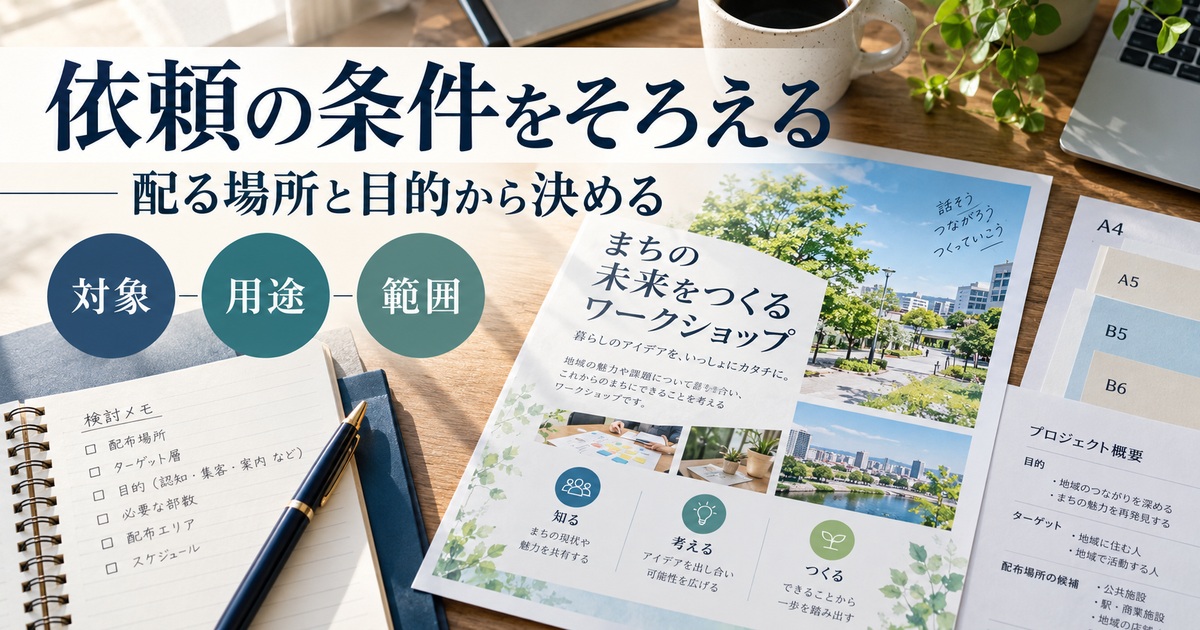 対象・用途・範囲から依頼の条件をそろえる。