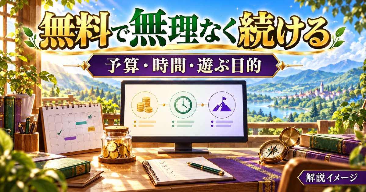 予算・時間・遊ぶ目的を決めて無料PCゲームを続ける図