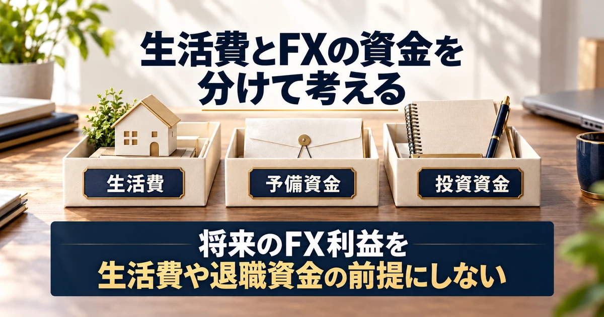 生活費、予備資金、投資資金を分け、将来のFX利益を生活費や退職資金の前提にしない