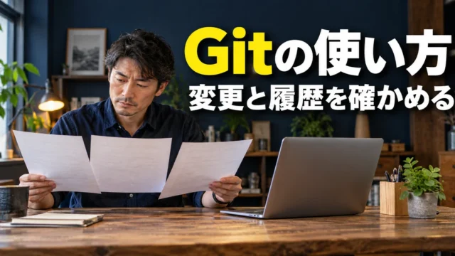 変更の内容と履歴を確認する男性の説明用生成画像