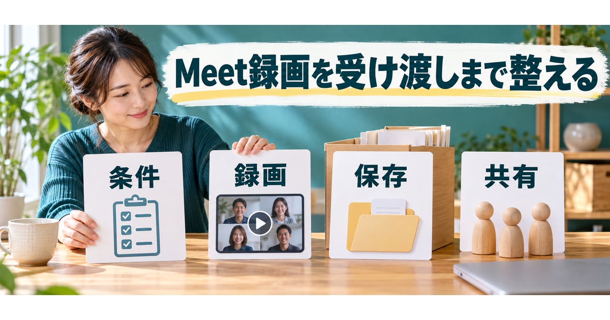 Meet録画の利用条件、実行、保存、共有を考える成人フリーランス