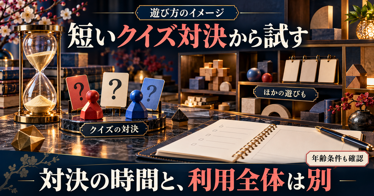 短時間のクイズ対決とほかのミニゲームを選べるイメージ