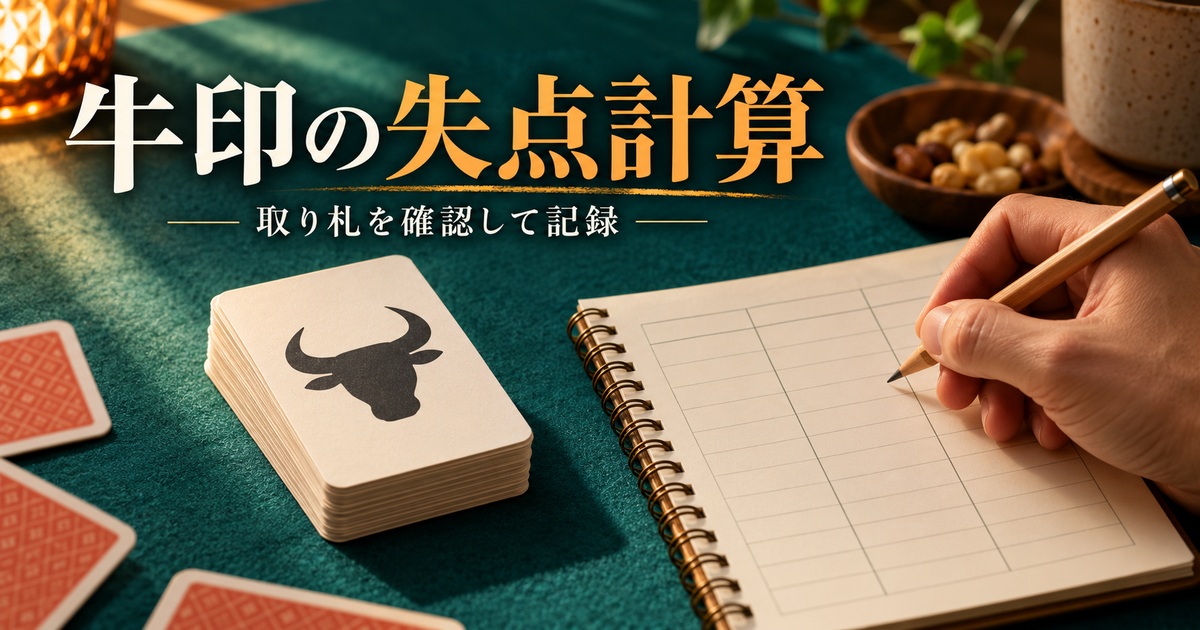 取り札の牛印を数えて累計を記録する概念画像