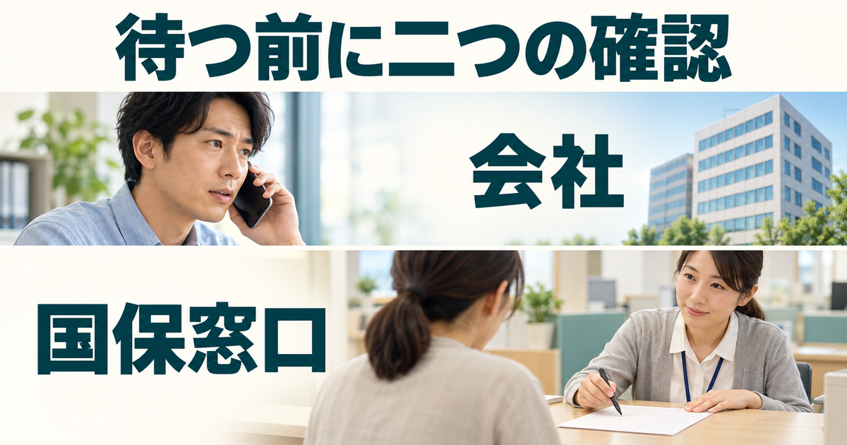 会社への発行状況確認と国保窓口への未着相談を並行して進める図