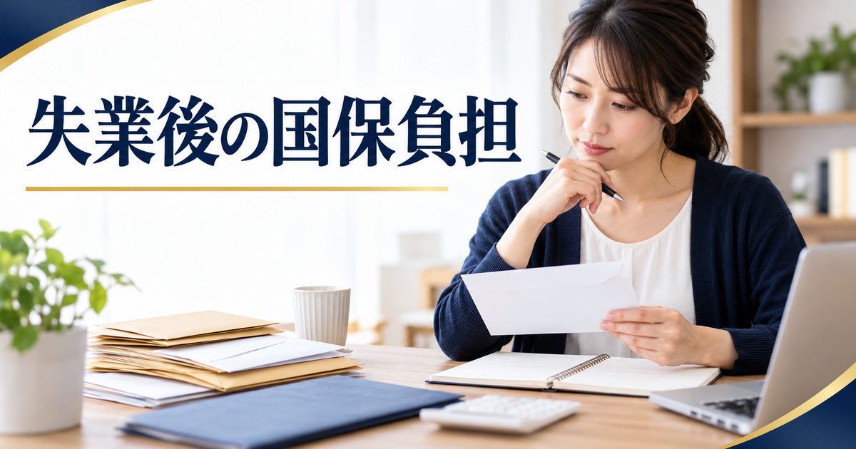 国保の負担について考えながら無地の書類を整理する成人女性