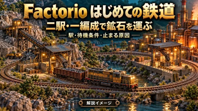 一編成の鉱石列車と二つの駅を専用ループで結ぶ鉄道の解説イメージ