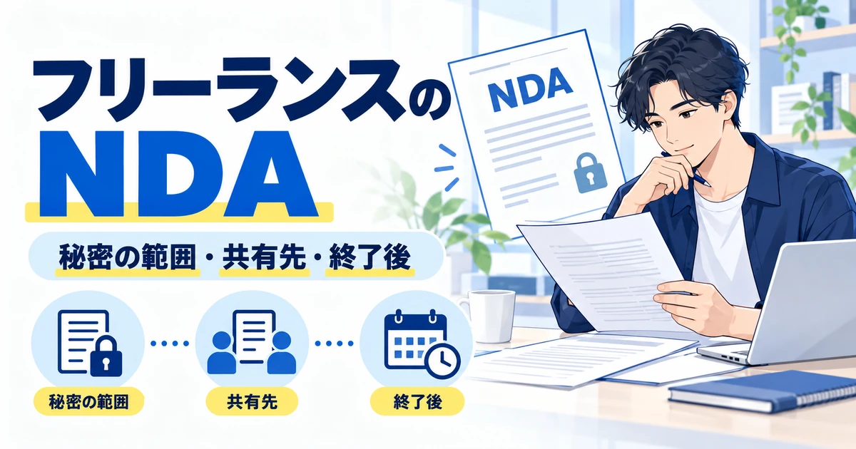 フリーランスのNDAで秘密の範囲、共有先、終了後の扱いを確認するイメージ