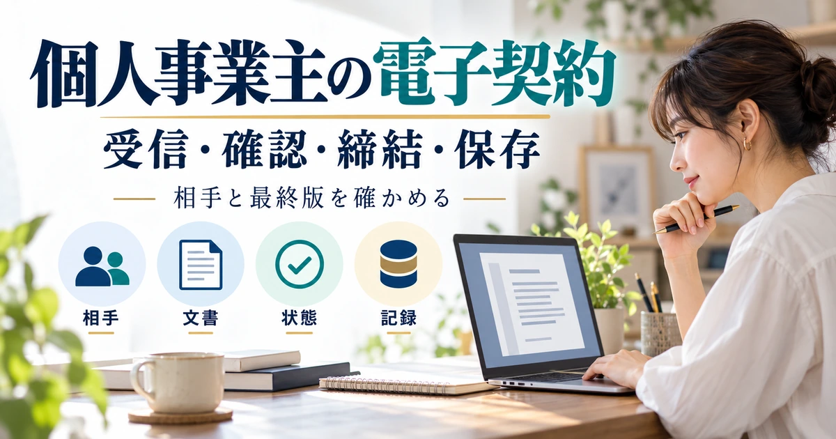 個人事業主が電子契約の相手、文書、状態、記録を確認するための案内