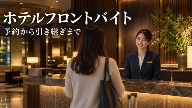 ホテルフロントバイト（予約から引き継ぎまで）の説明用生成画像