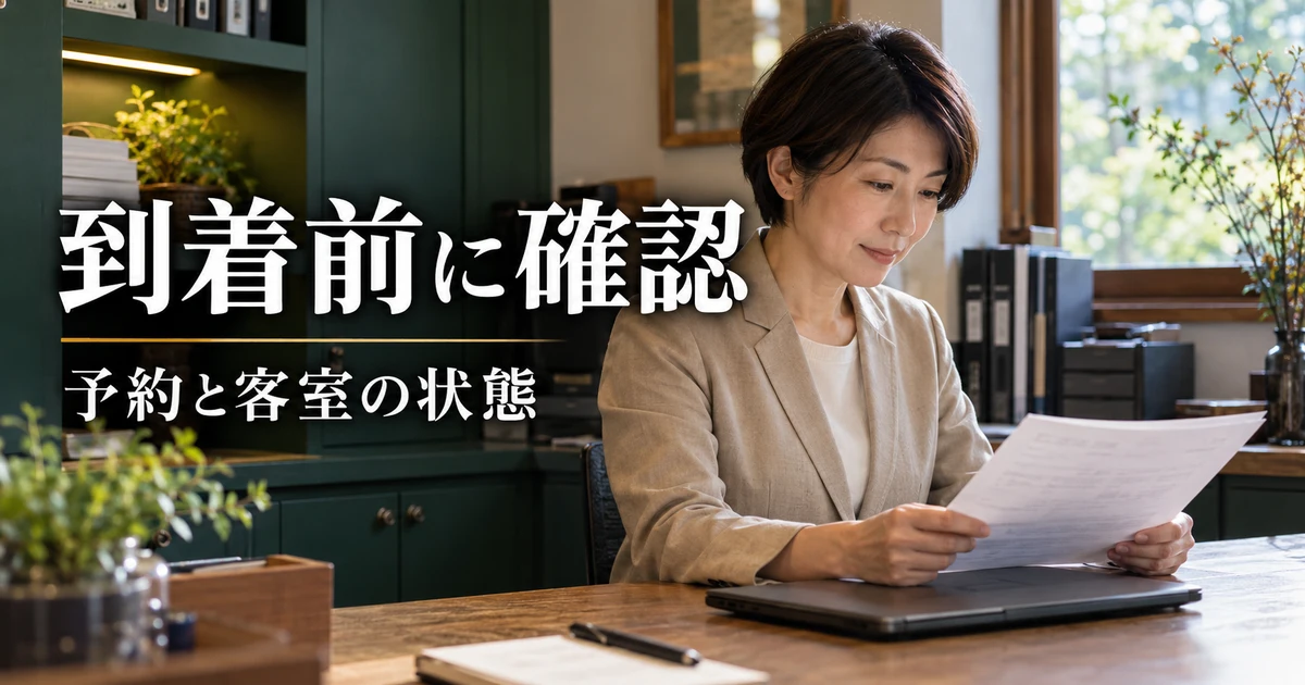 到着前に確認(予約と客室の状態)の説明用生成画像
