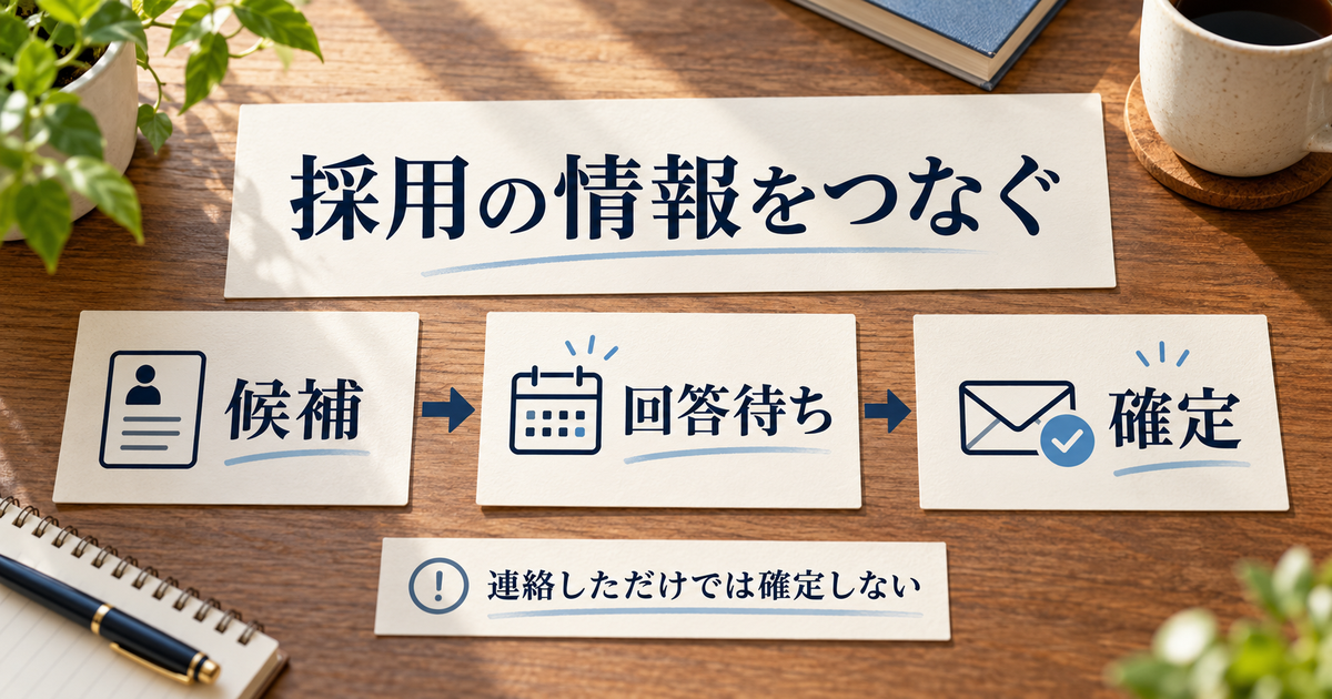 採用の情報をつなぐための確認項目を表した人事実務の説明図