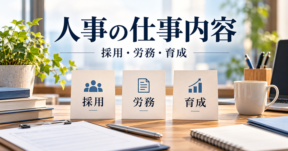 採用・労務・育成の三つの担当領域を見渡す人事の仕事内容ガイド