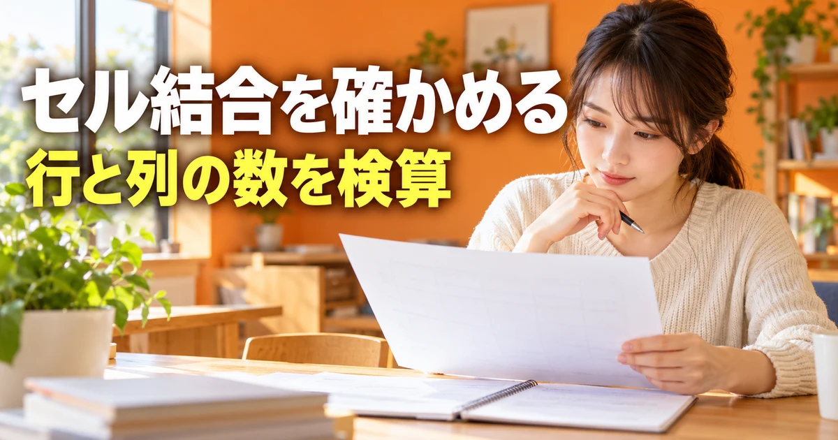 結合したセルと行列の関係を点検する女性の説明用生成画像