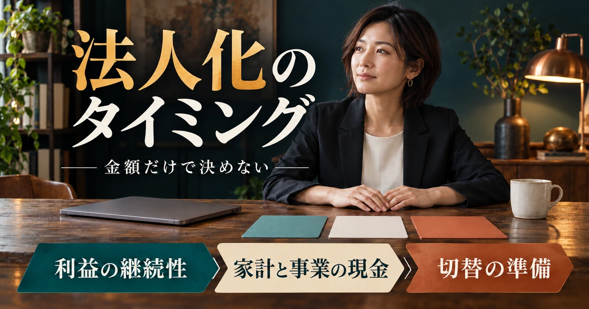 法人化のタイミングを利益の継続性、家計と事業の現金、切替の準備で考える
