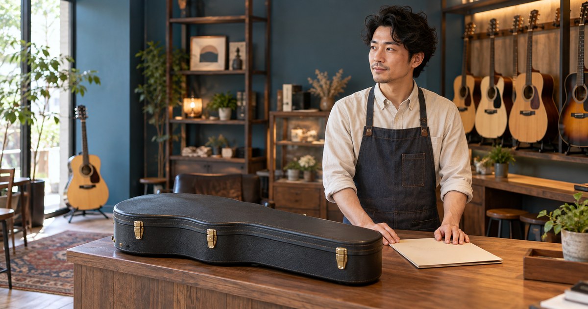 入荷したケースと書類を店主が照合する様子