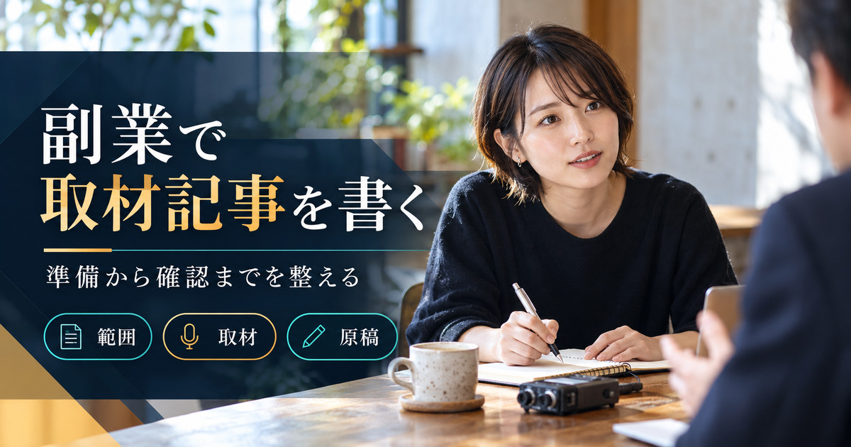 副業で取材記事を書く。準備から確認までを整える。範囲・取材・原稿の確認ポイント。