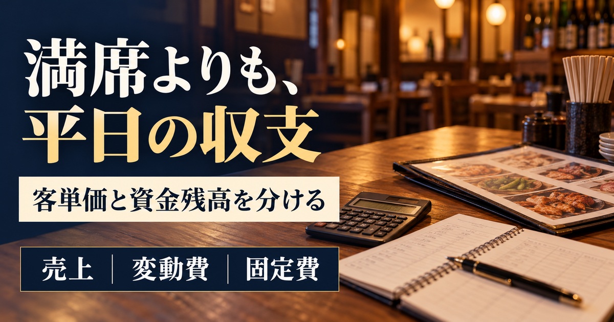 満席よりも、平日の収支。客単価と資金残高を分ける。