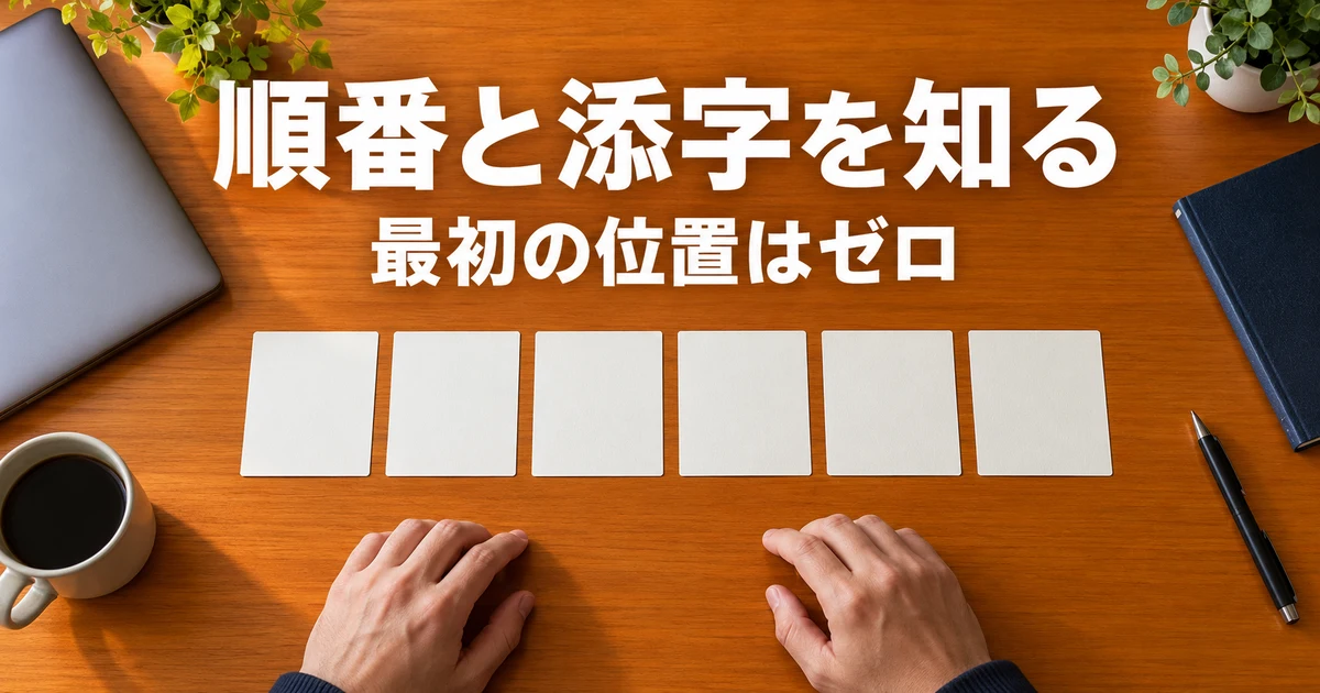 六つの要素の順番を整理する説明用生成画像