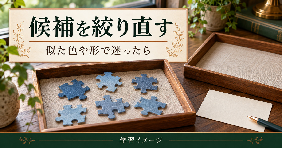 似た色の候補をトレーで見直す学習イメージ