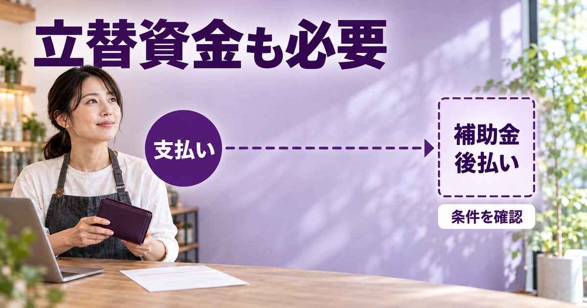 補助金の受取前に立て替える資金を確認する