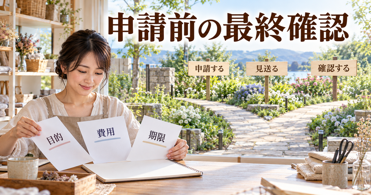 目的、費用、期限をそろえて申請の判断をする