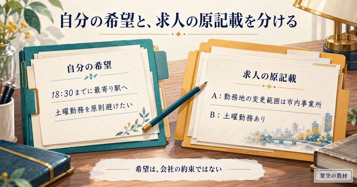 求人票の見方は「何を残すか」を決めるところからの教材用概念図
