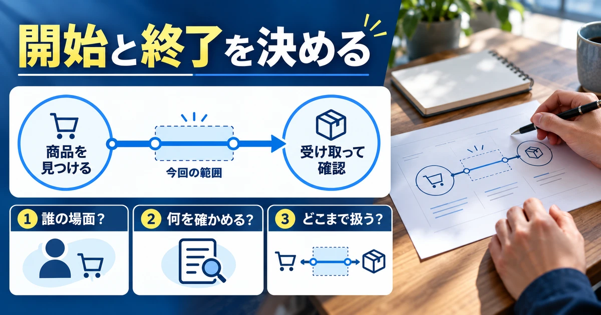 商品を見つける場面から受取確認まで、対象と目的に合わせてマップの範囲を決める