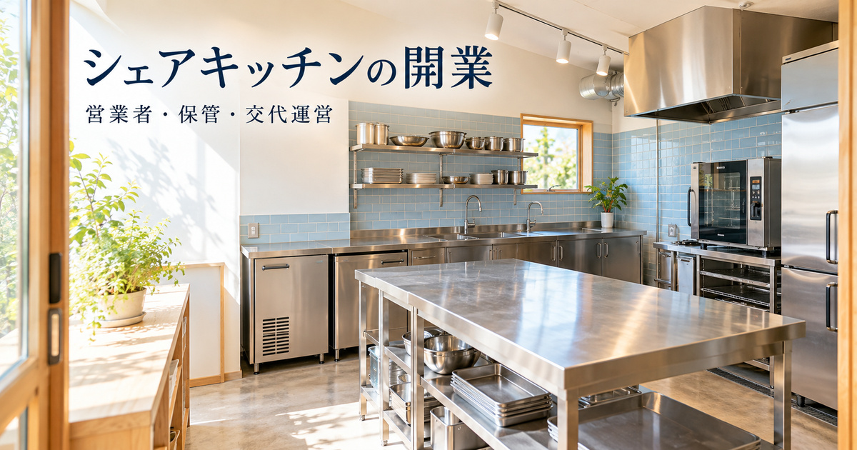 営業者と保管と交代運営を考えるシェアキッチン開業の表紙