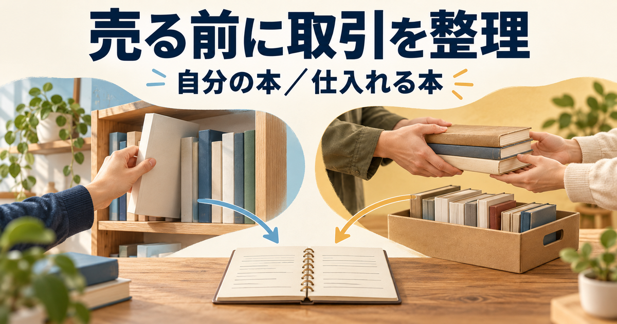 自己使用の本と販売目的で仕入れる本を経路別に整理した概念図