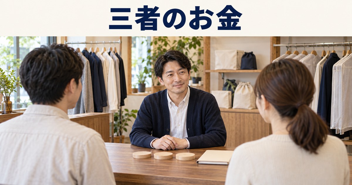 店主が取次先との精算と店のお金を見直すイメージ