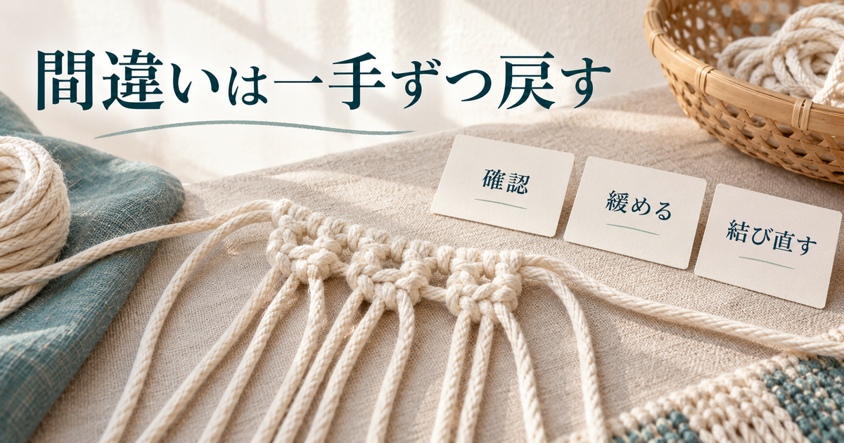 確認して緩め、結び直す手順の案内