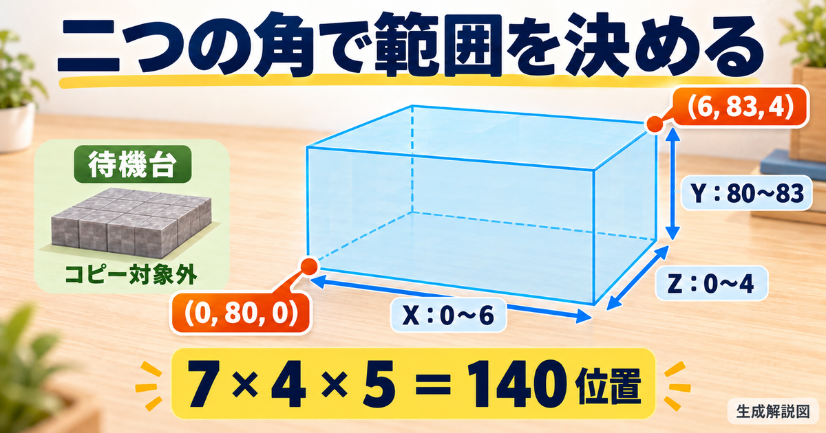 二つの角で範囲を決めるを示す説明イメージ