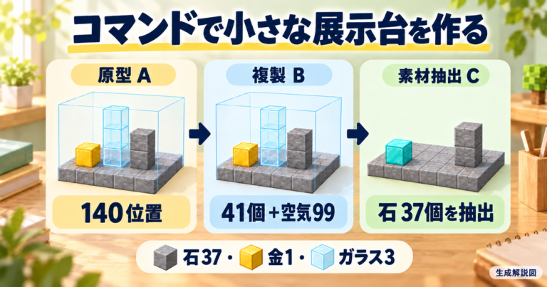 コマンドで小さな展示台を作るを示す説明イメージ