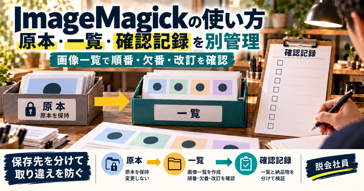 原本と一覧出力と確認記録を別管理する図解