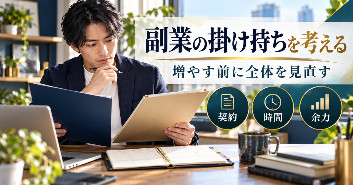 副業の掛け持ちを考える。増やす前に全体を見直す。契約・時間・余力の確認ポイント。