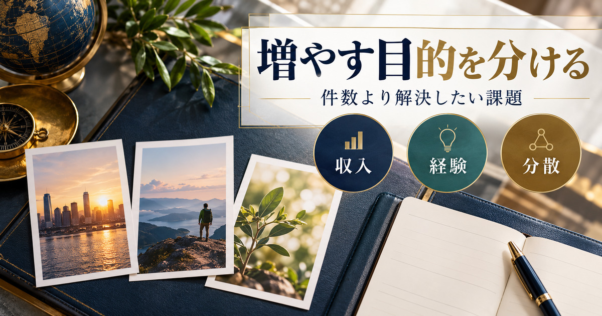 増やす目的を分ける。件数より解決したい課題。収入・経験・分散の確認ポイント。