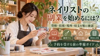 ネイリストの副業に向けて、資格・技術・場所・収支を順に確認する準備の生成イメージ
