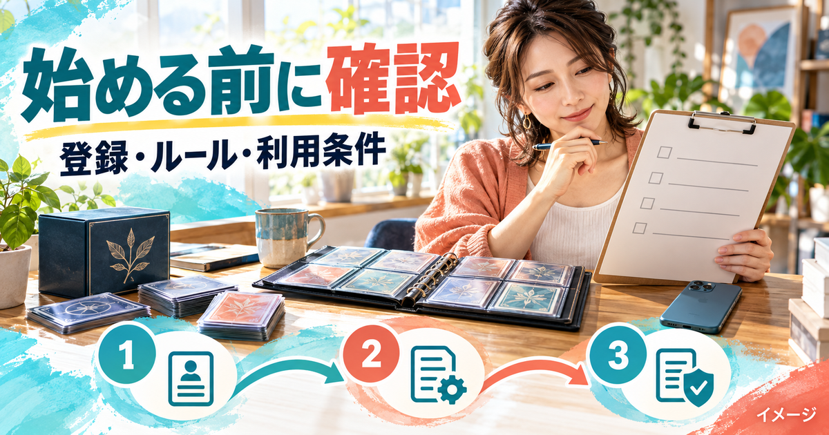 登録・ルール・利用条件を確認してから始める手順のイメージ
