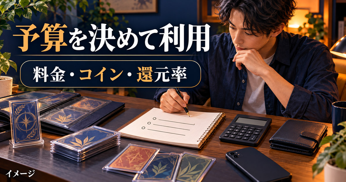 料金・コイン・還元率を確認し、予算を決めて利用するイメージ