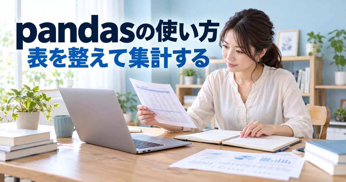表の形と集計結果を確認する女性の説明用生成画像