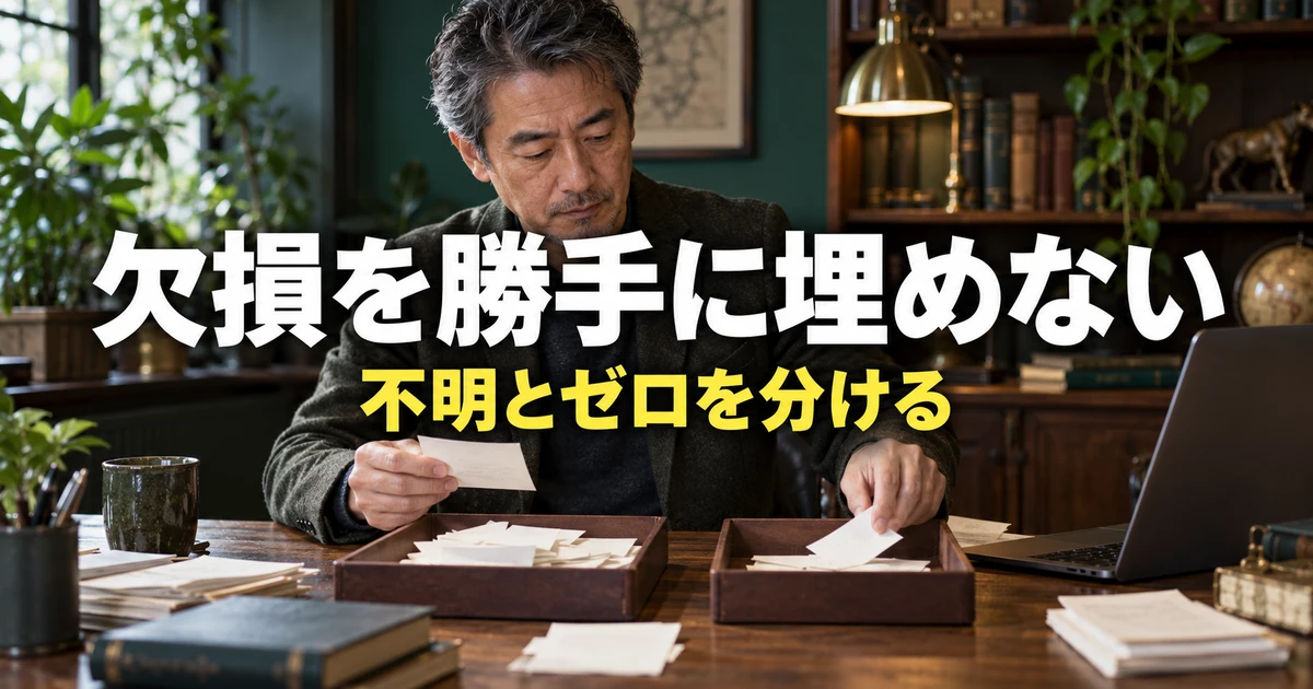不明な値と確認済みの値を分ける男性の説明用生成画像
